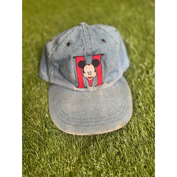 Vintage 90s Walt Disney World Disneyland Mickey Script Logo Hat Adult Cap Men - Picture 1 of 4